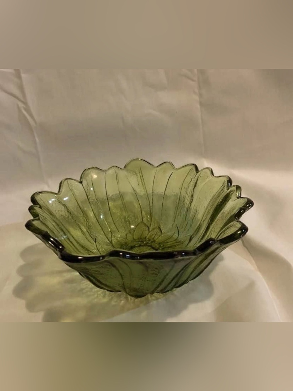 Green Glass Floral Bowl - Home Art Brand